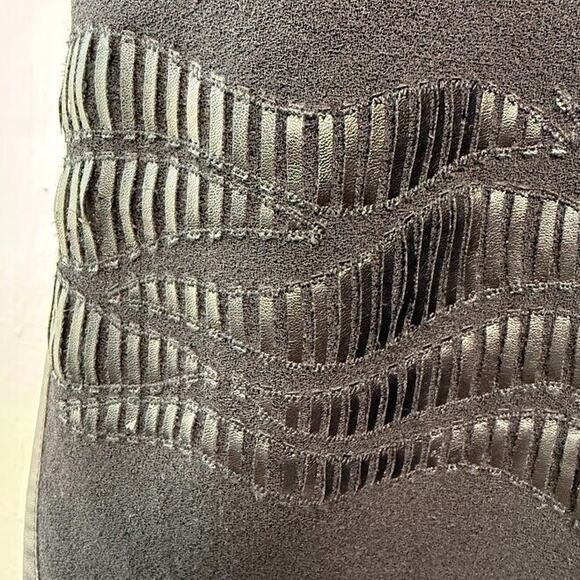 Lafayette 148 Blouse Womens 8 Black Wool Short Sleeve Split Neck Top *Flaws - Picture 9 of 10